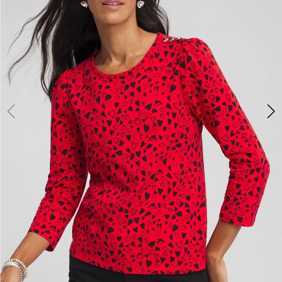 Chico's Tops - Chico’s Women’s Lover Girl Button Heart Tee